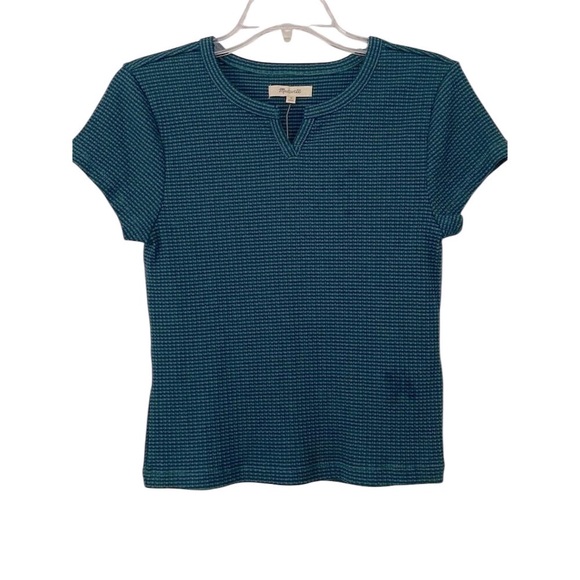 Madewell NWT Green Waffle Knit Short Sleeve Top Size M - Picture 1 of 10
